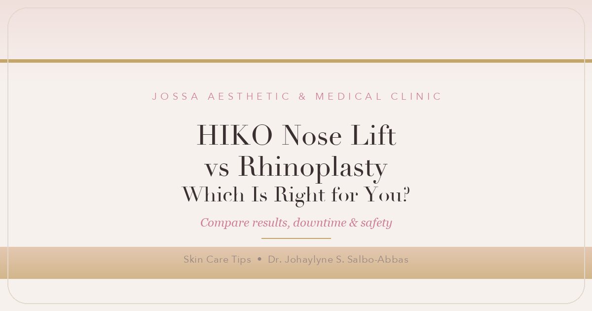 HIKO Nose Lift vs Rhinoplasty featured image for Jossa Aesthetic and Medical Clinic, Iligan City